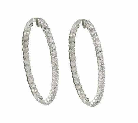 Earrings | White Gold Inside-out Diamond Hoop Earrings